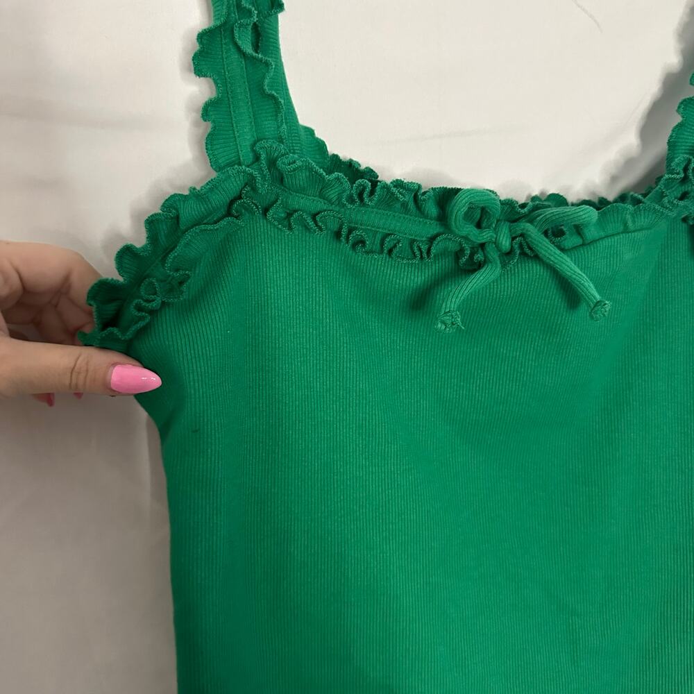 Maeve Anthropologie Ruffled Cami Top Green Size Large - Picture 3 of 5